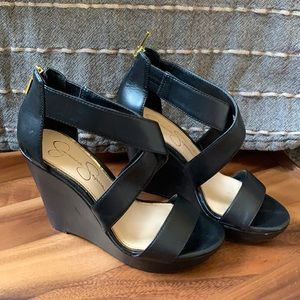 Jessica Simpson wedge sandal black 6.5